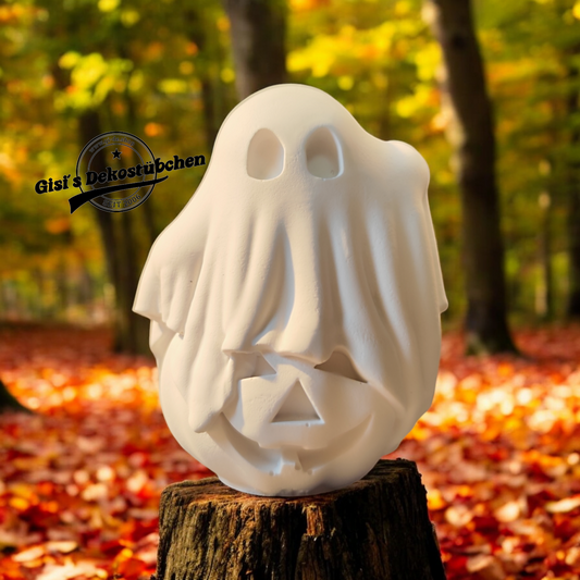 Geist auf Kürbis aus Keramik Halloween Herbst Gruselige Dekoration