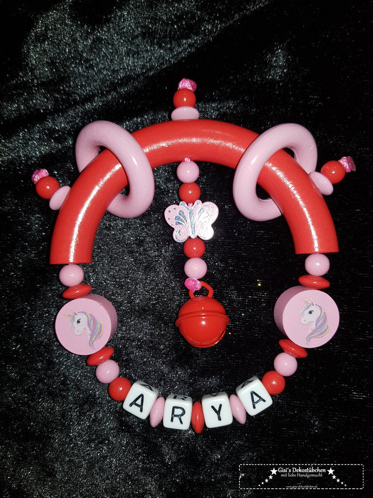 Greifring mit Namen Einhorn, Schmetterling