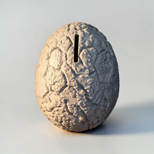 🦖 Große Dino-Ei Spardose „Versteinert“ | 3D Druck Sparbüchse für Dino-Fans