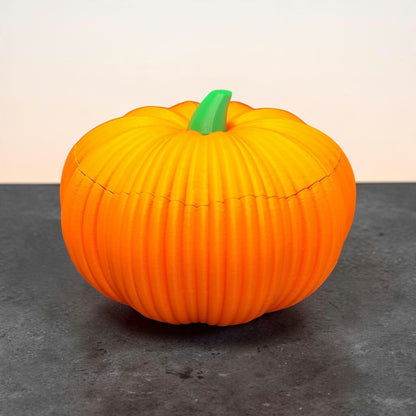 Große Kürbisdose mit Deckel – 3D-gedruckte Herbstdekoration