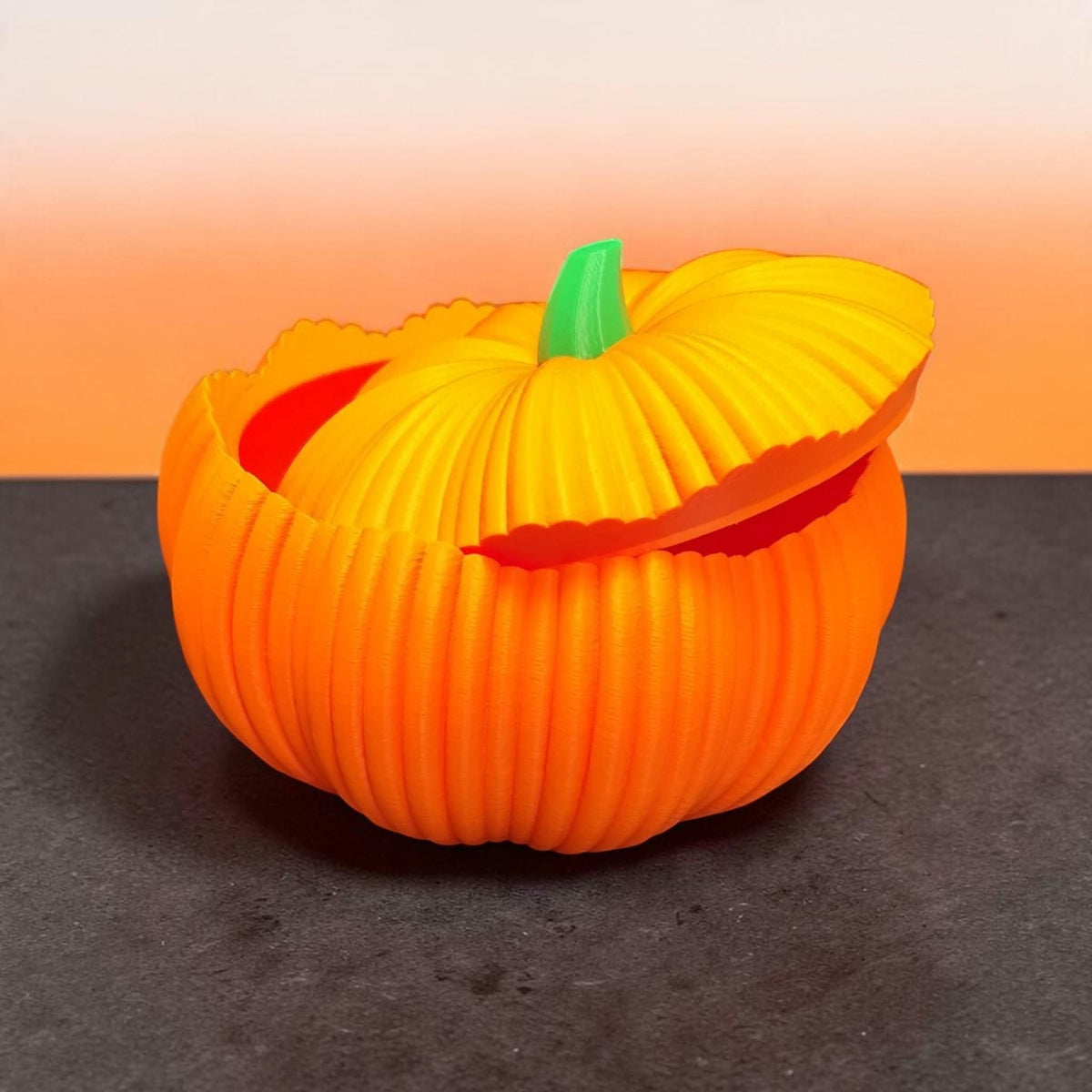Große Kürbisdose mit Deckel – 3D-gedruckte Herbstdekoration