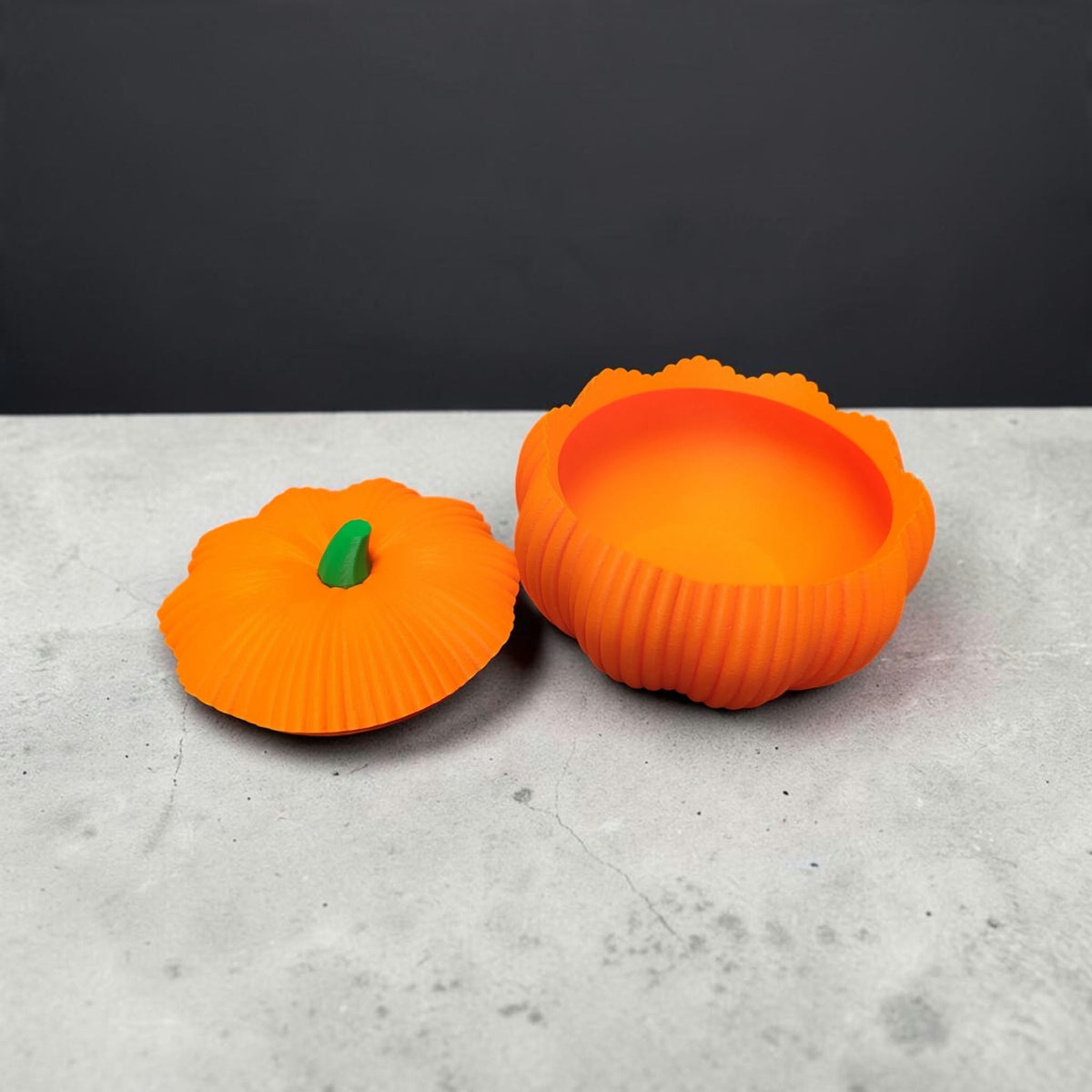 Große Kürbisdose mit Deckel – 3D-gedruckte Herbstdekoration