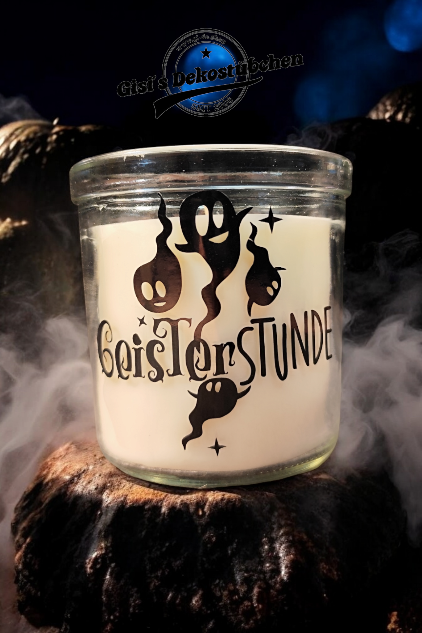 Halloween Duftkerze verschiedene Düfte, in wiederverwertbaren Glas