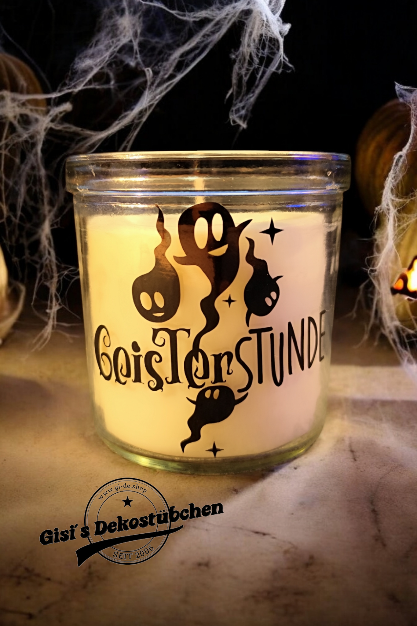 Halloween Duftkerze verschiedene Düfte, in wiederverwertbaren Glas