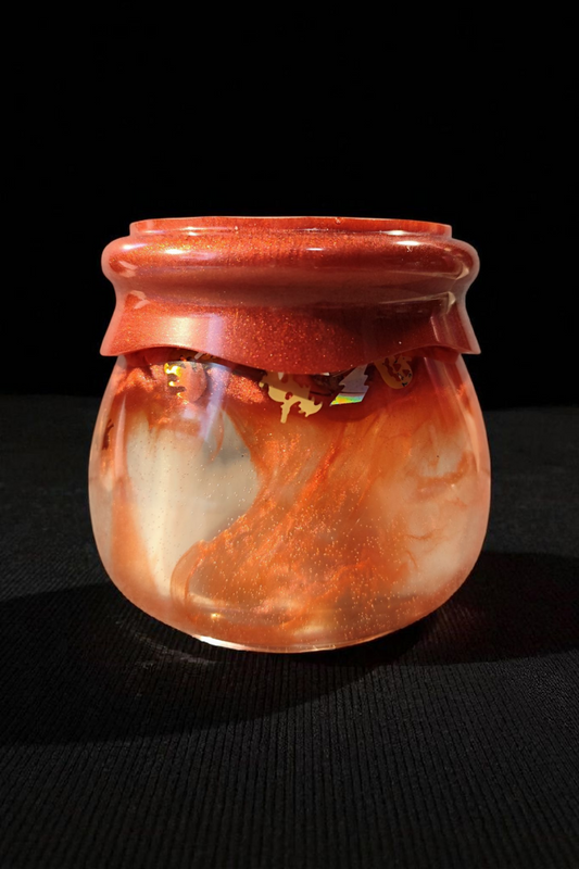Handgefertigte Epoxidharzdose mit Schraubdeckel – Halloween-Design, blutrot pigmentiert & individuel