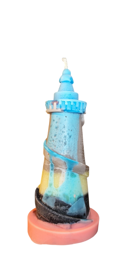 Handgegossene Leuchtturm-Kerze aus Sojawachs | Wunschfarbe & Duft | Maritime Deko