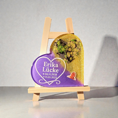 Herz zum Aufstellen mit Haaren, Zahn, Asche oder Krallen, Foto deines Tieres zur Erinnerung