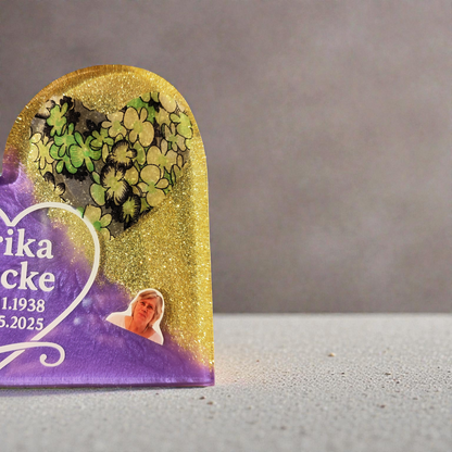 Herz zum Aufstellen mit Haaren, Zahn, Asche oder Krallen, Foto deines Tieres zur Erinnerung