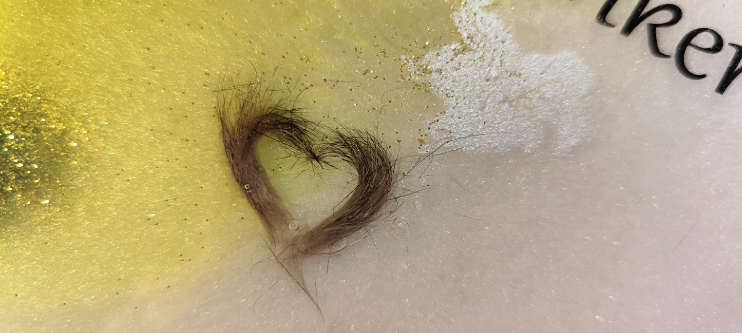 Herz zum Aufstellen mit Haaren, Zahn, Asche oder Krallen, Foto deines Tieres zur Erinnerung