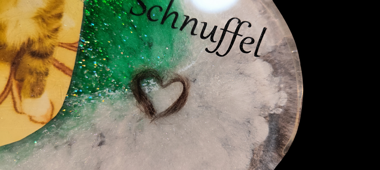 Herz zum Aufstellen mit Haaren, Zahn, Asche oder Krallen, Foto deines Tieres zur Erinnerung