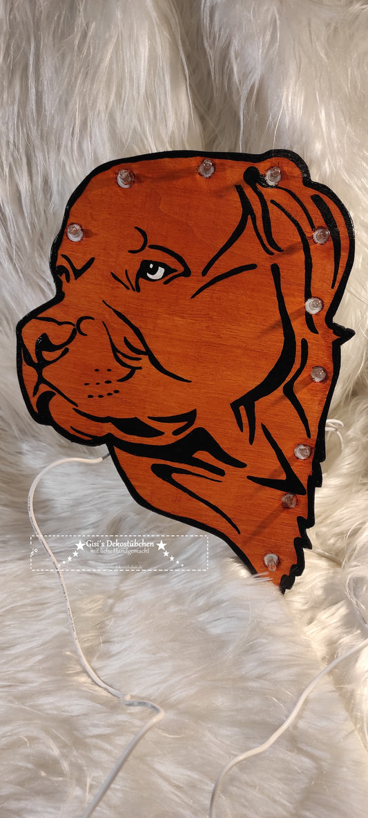 Hund / Hundekopf Wandlampe / Kinderlampe mit LED