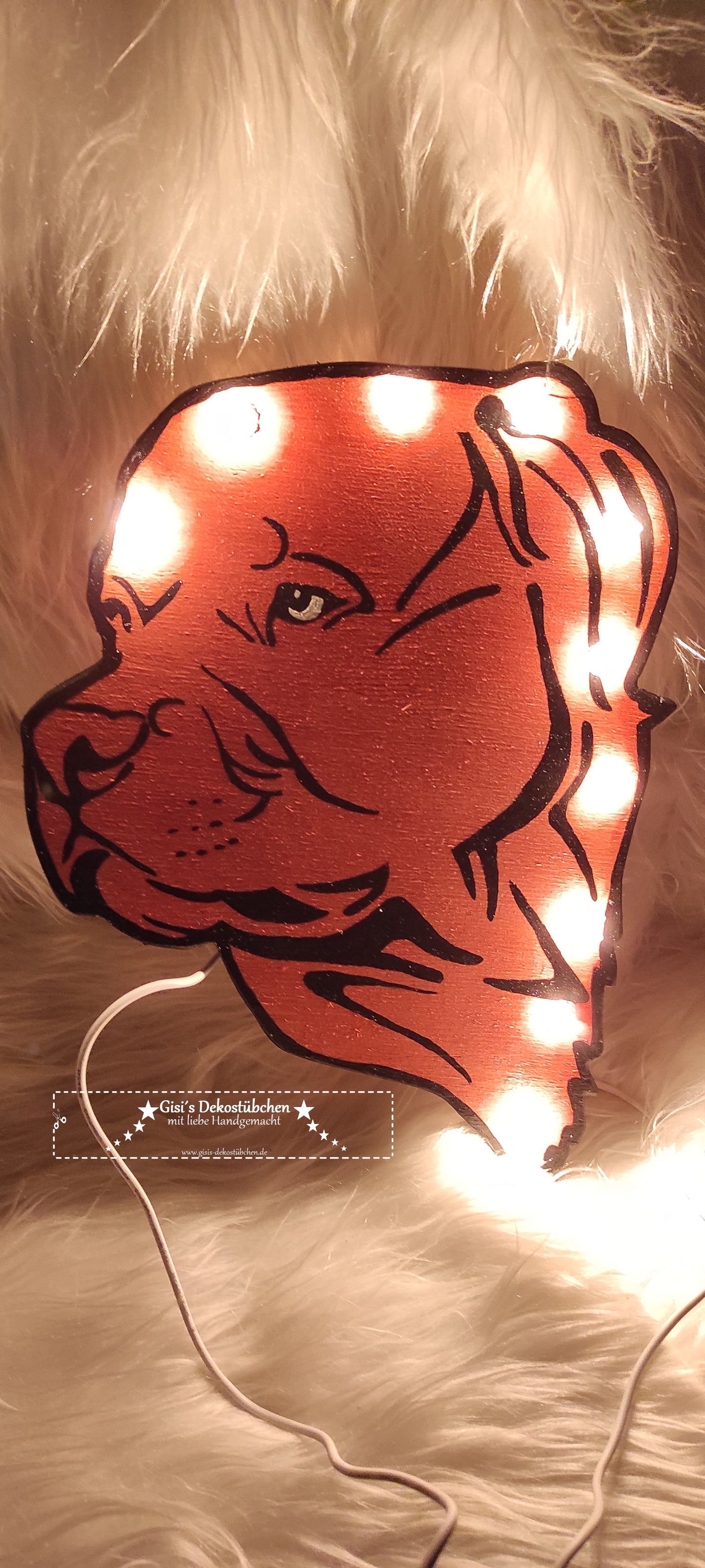 Hund / Hundekopf Wandlampe / Kinderlampe mit LED