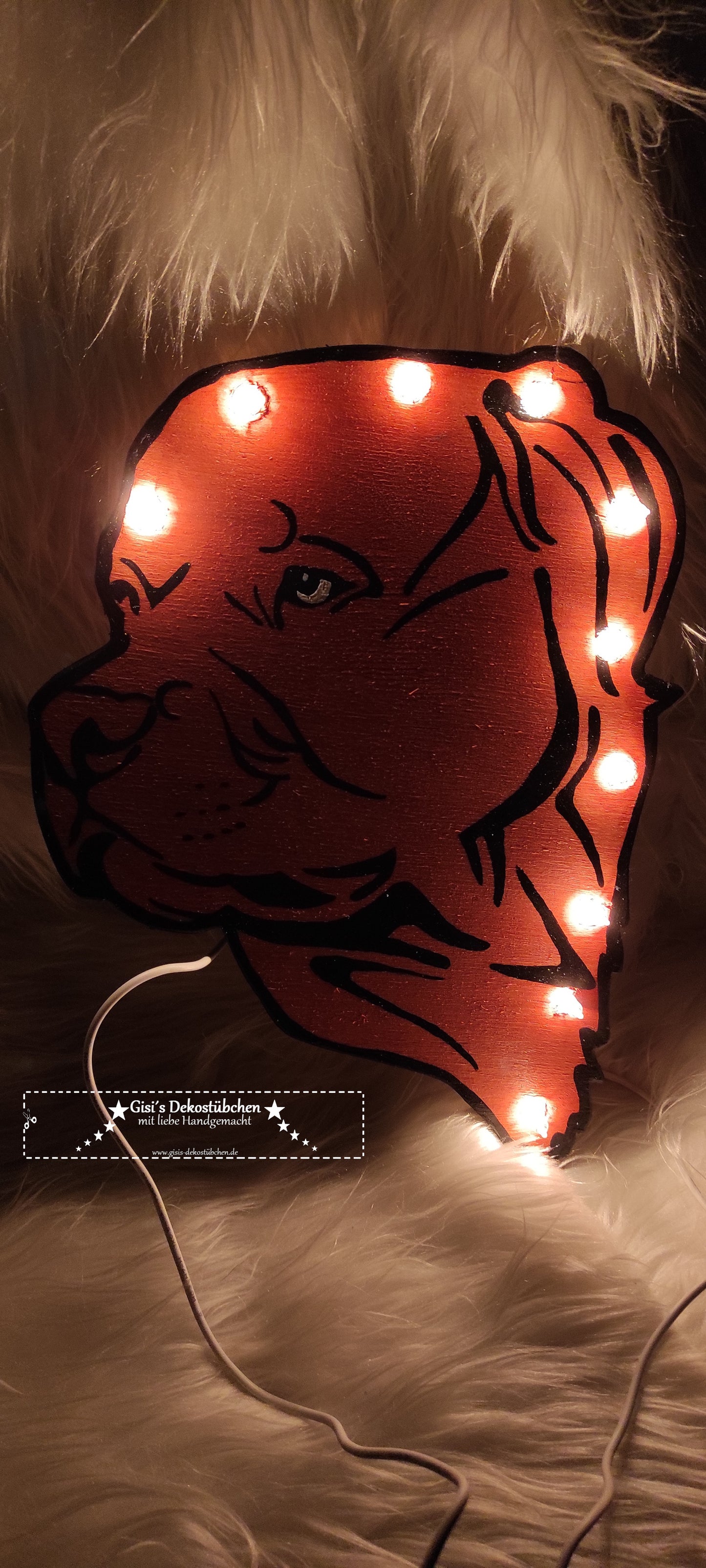 Hund / Hundekopf Wandlampe / Kinderlampe mit LED