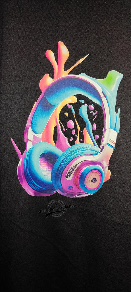 Kopfhörer T-Shirt - Schwarzes Baumwolle