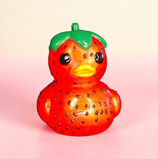 Keramik Erdbeerente handbemalt – Sommer Deko Figur