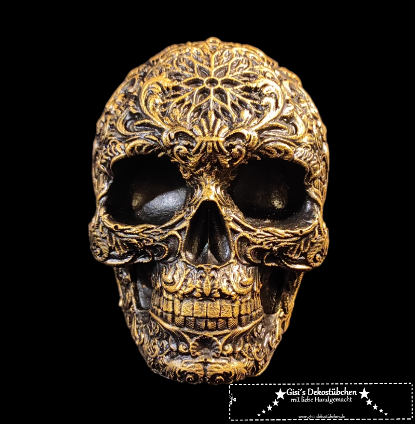 Keramik Totenkopf Gisi Schwarz/Gold