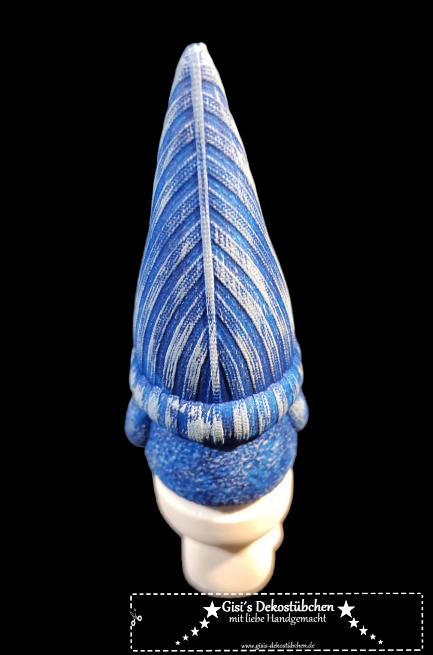 Keramik Wichtel Nr. 1 Dina sitzende mit Herz Blau