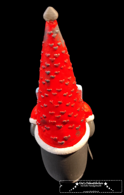 Keramik Wichtel mit Liebesbrief Rot Grau