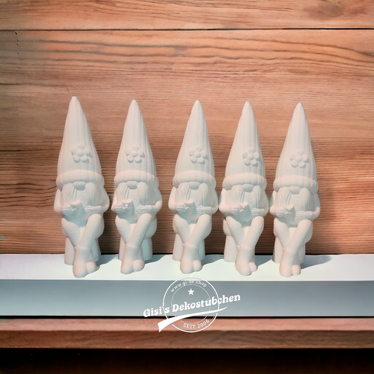 Keramik Wichtel Nr. 4 sitzend mit Tasse und Blume