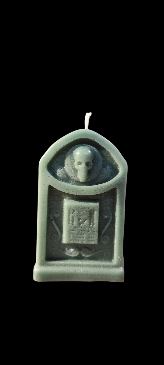Kerze Grabstein – Halloween-Dekoration aus Paraffinwachs – ca. 9 × 5 × 2,5 cm – Wunschfarbe & Wunsch