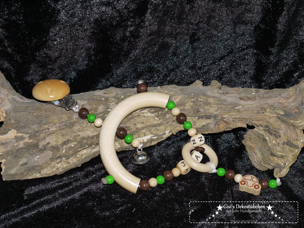 Kinderwagenanhänger mit Name Auto braun