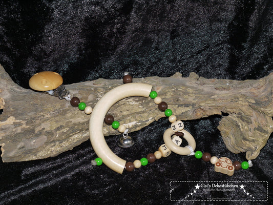 Kinderwagenanhänger mit Name Auto braun