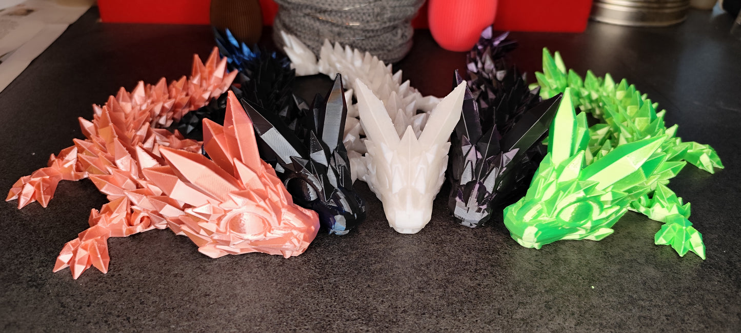 Kristall Drache 3D Druck – Flexi Drache 27 cm – PLA – 28 Farben – Fantasy Deko