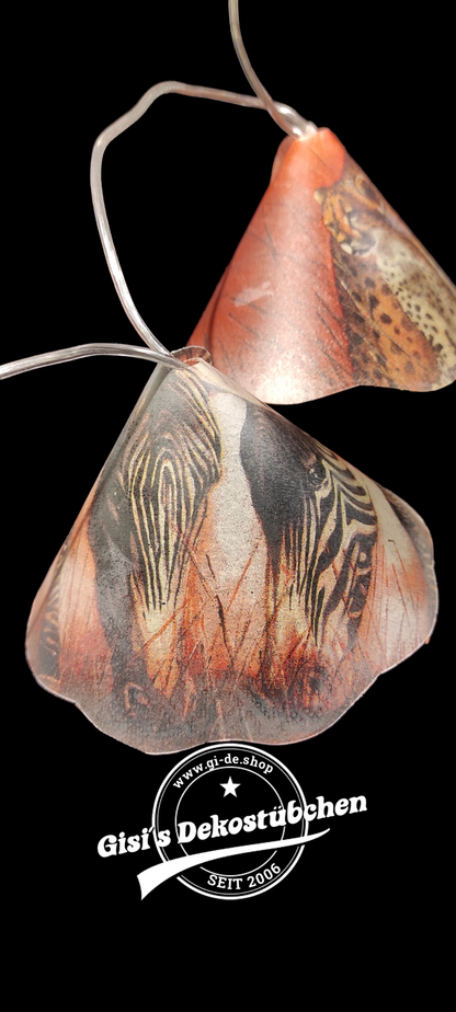 Lampe mit Lichterkette Afrika Tiere Zebras, Geparden mit LED