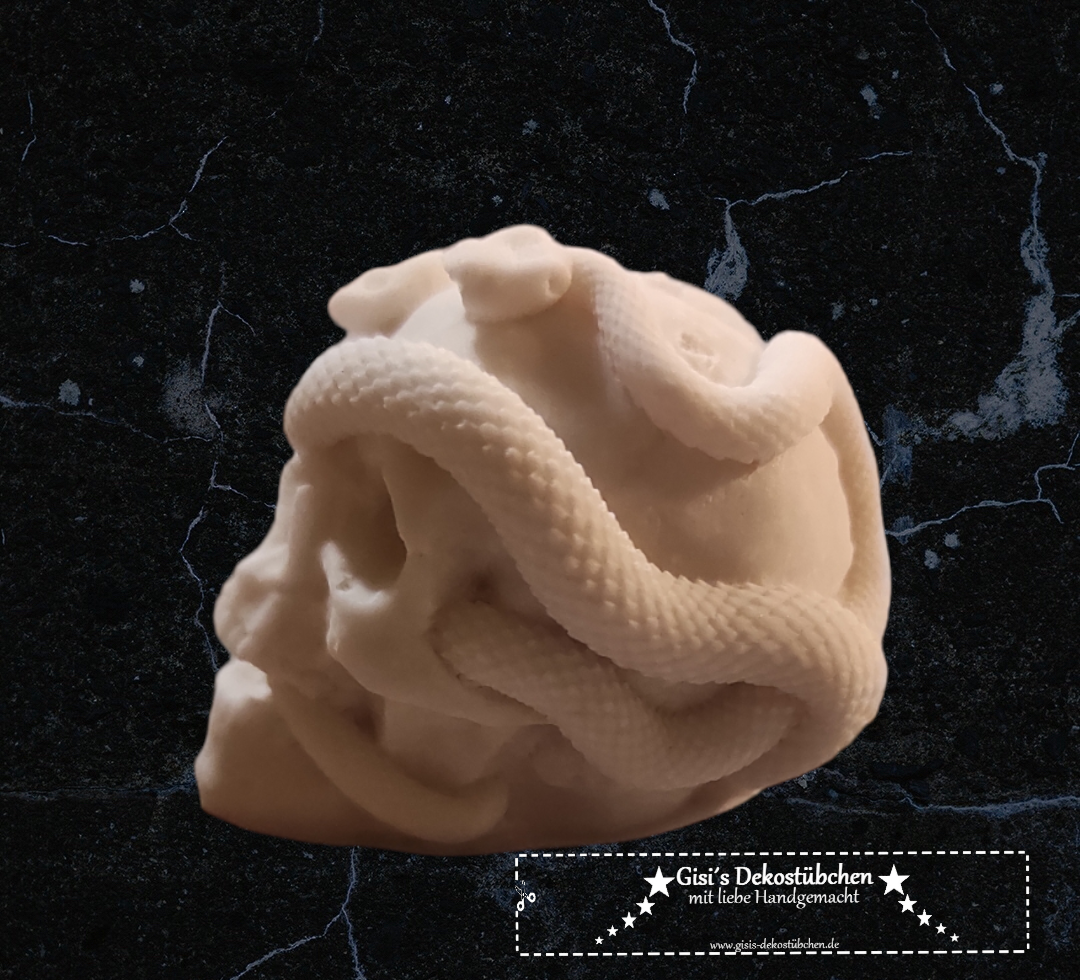 Mini Keramik Totenkopf mit Schlangen