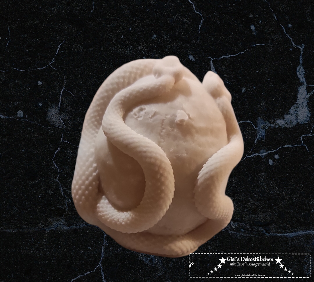 Mini Keramik Totenkopf mit Schlangen