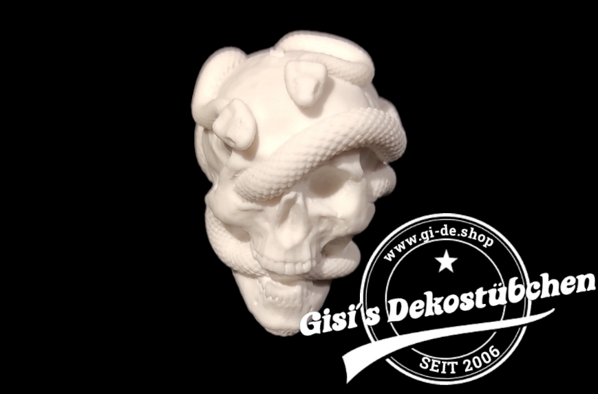 Mini Keramik Totenkopf mit Schlangen