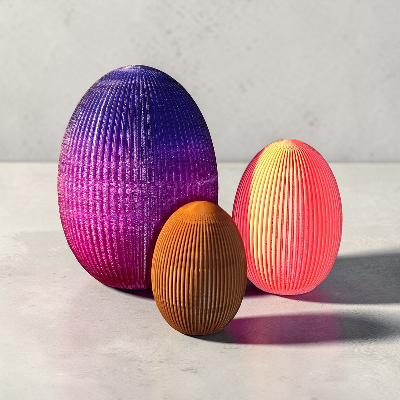 🥚 Moderne Rillen-Ostereier aus dem 3D-Druck – einzeln oder im 3er-Set