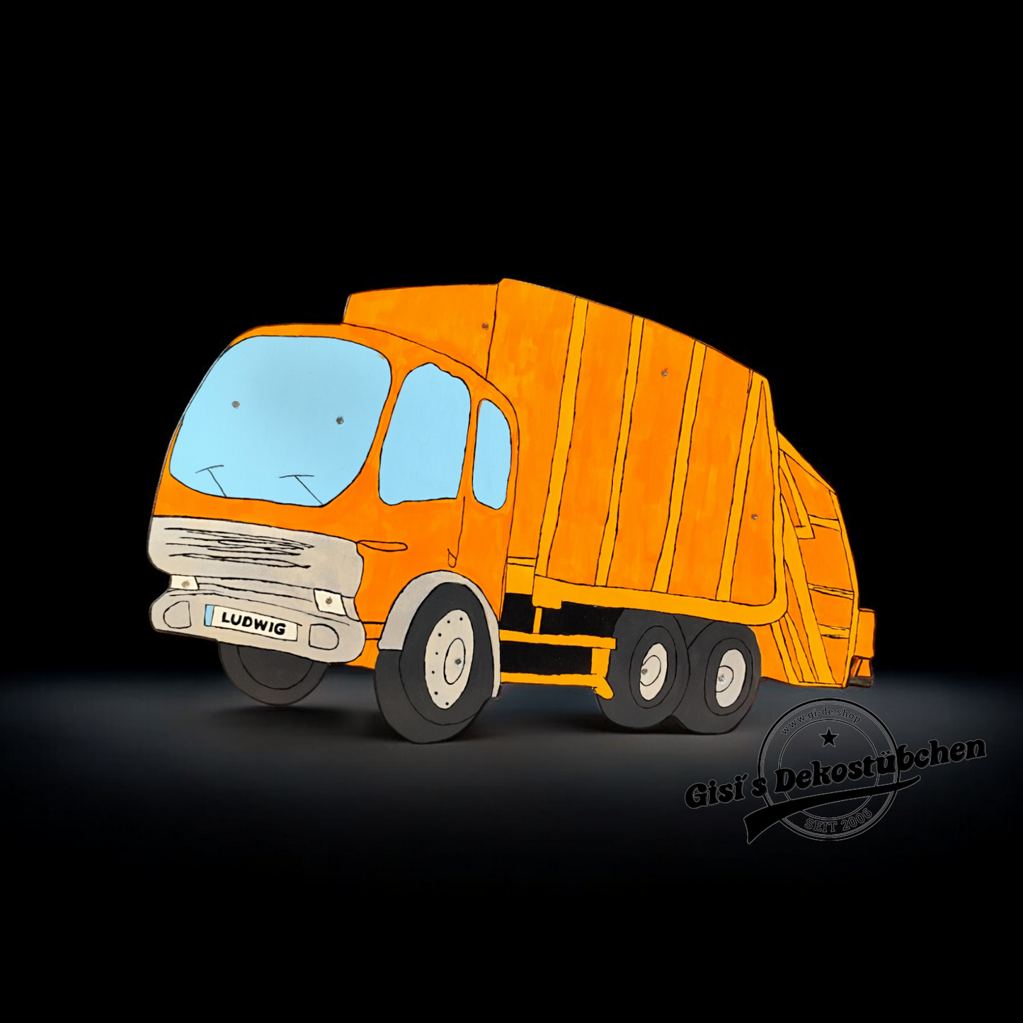 Müllauto LKW Nachtlicht mit Namen auf dem Kennzeichen mit LED