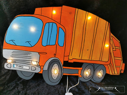 Müllauto LKW Nachtlicht mit Namen auf dem Kennzeichen mit LED