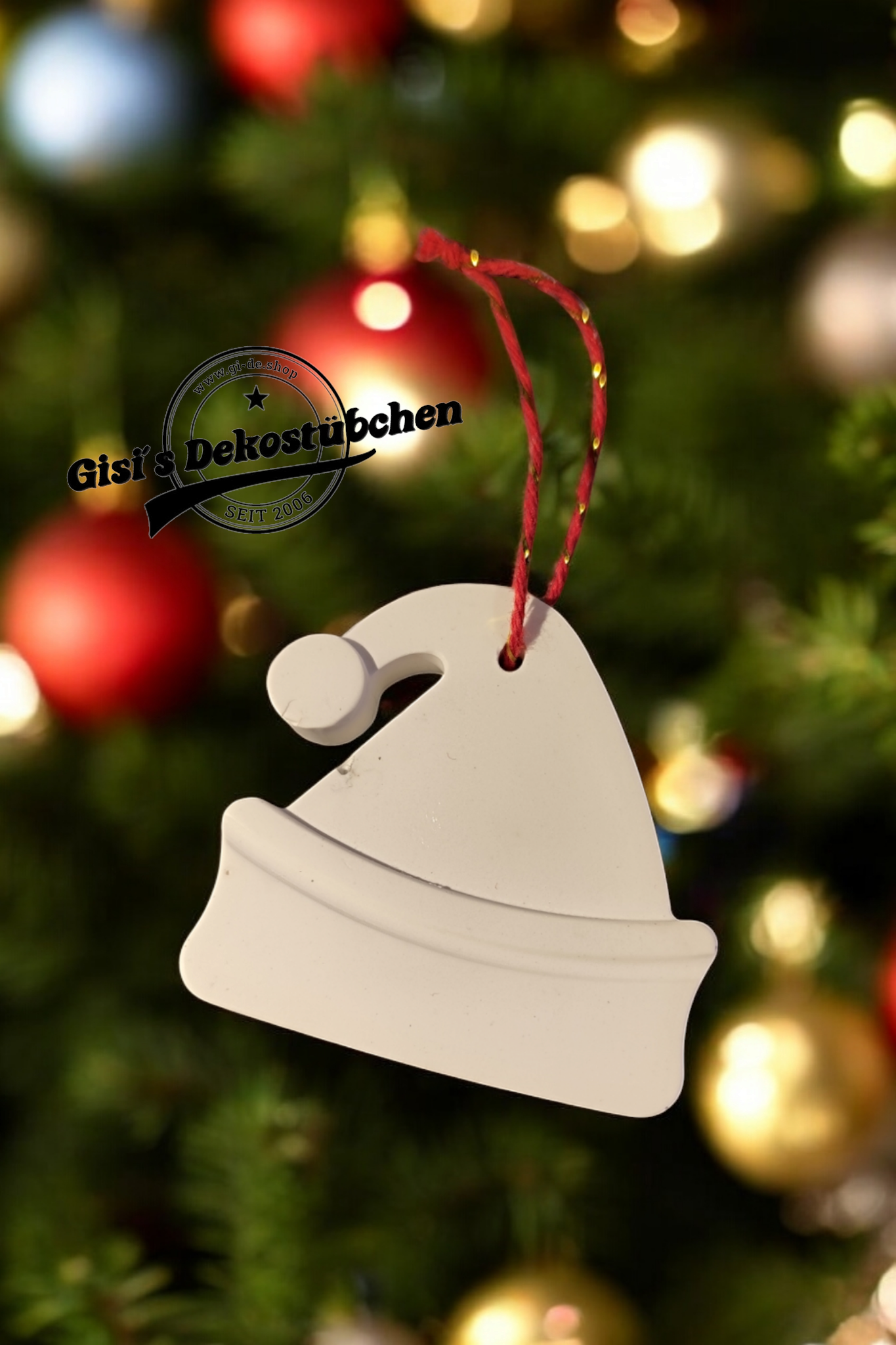 Mütze, Keramik Weihnachten, Christbaumschmuck, Wohndeko