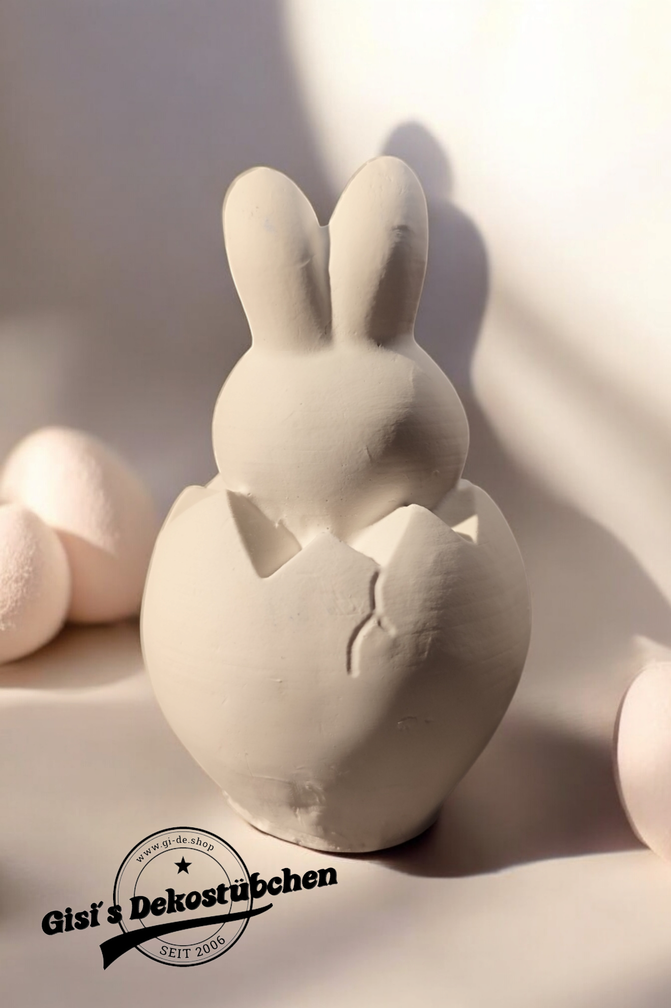 Osterdeko, Ostern, Hase aus dem Ei "Happy