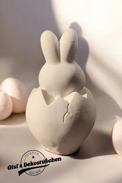 Osterdeko, Ostern, Hase aus dem Ei "Happy