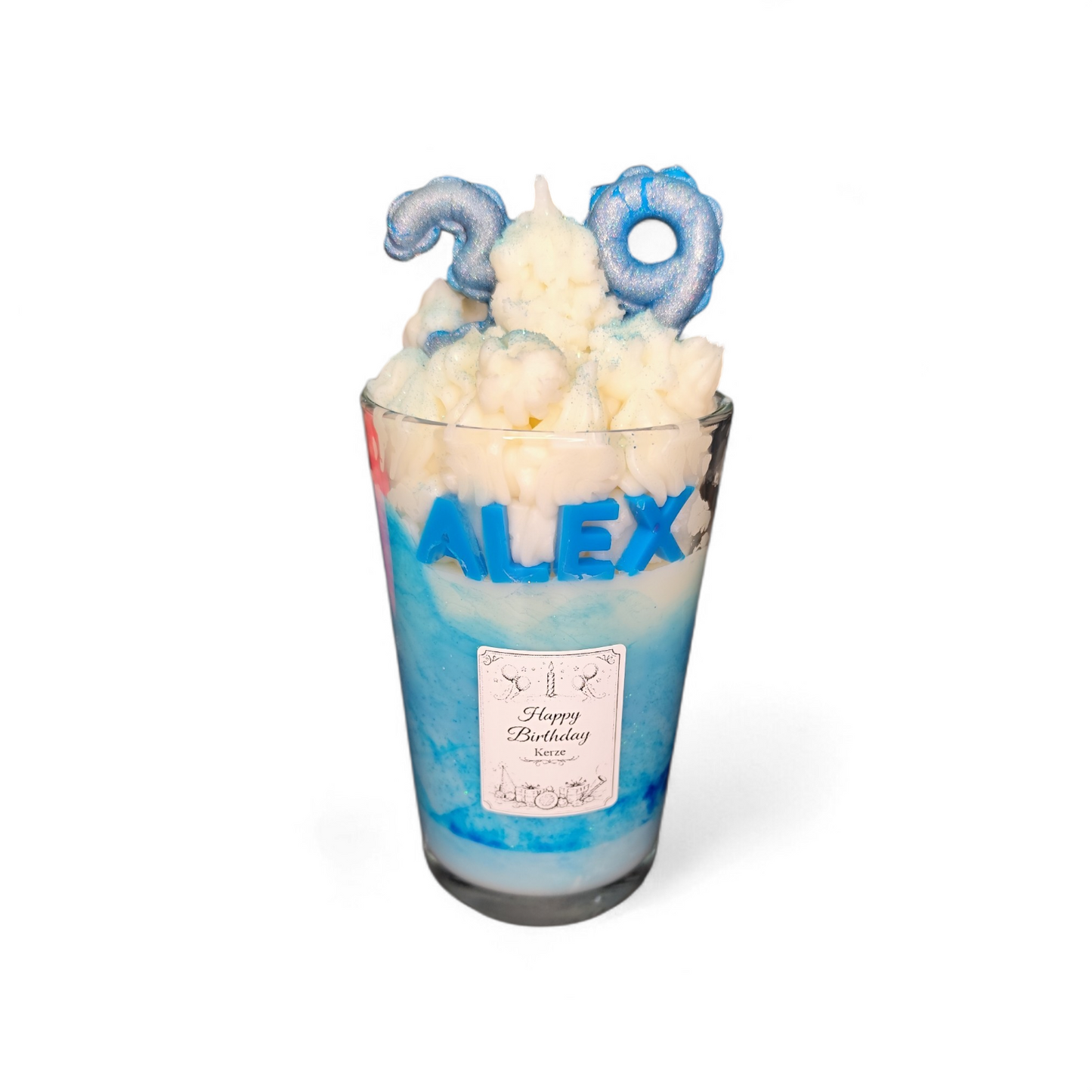 Personalisierte Happy Birthday Kerze im Glas – Sojawachs, Wunschdesign