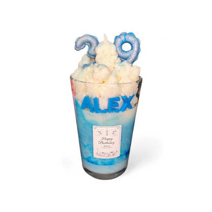 Personalisierte Happy Birthday Kerze im Glas – Sojawachs, Wunschdesign