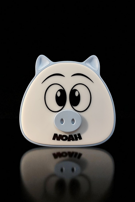 Personalisierte Nachtlampe – süßes Schweinchen mit Name, Touch- & Dimmfunktion, akkubetrieben