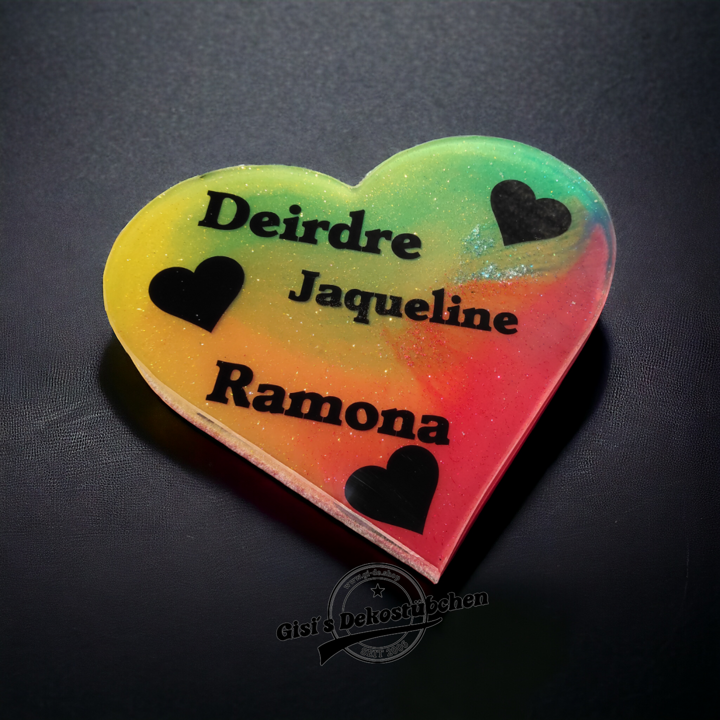 Personalisiertes Herz zum hinstellen Resin