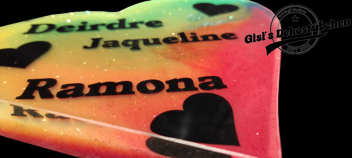 Personalisiertes Herz zum hinstellen Resin