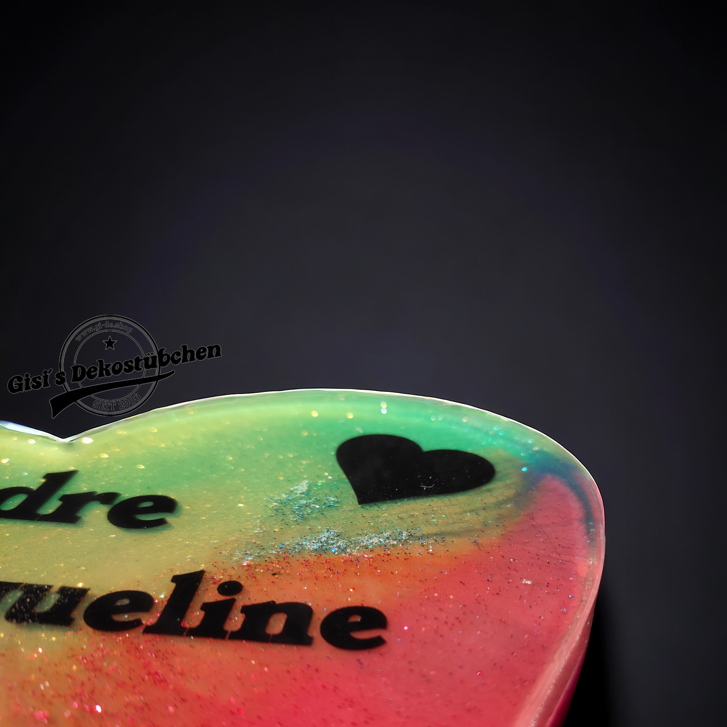 Personalisiertes Herz zum hinstellen Resin