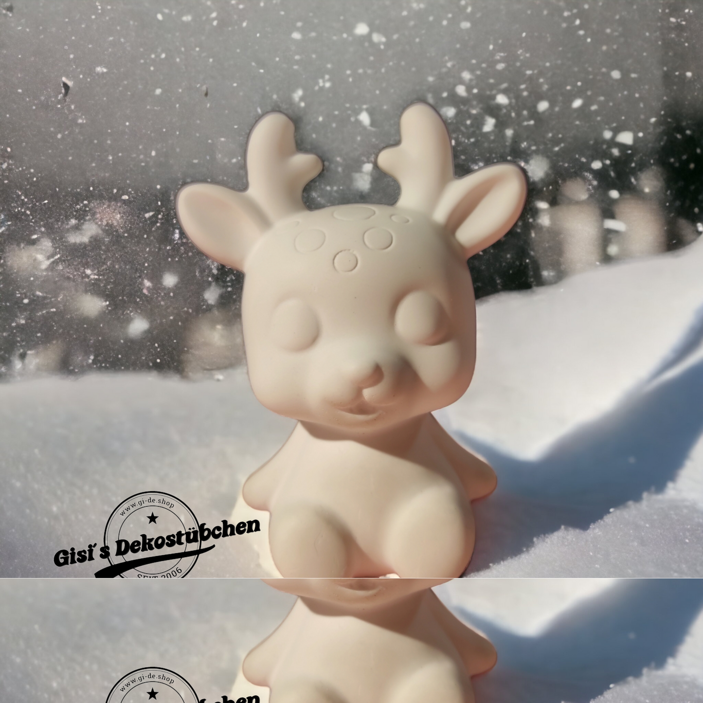 Reh Bambi Rehkitz Elch in weiß Vintage Deko