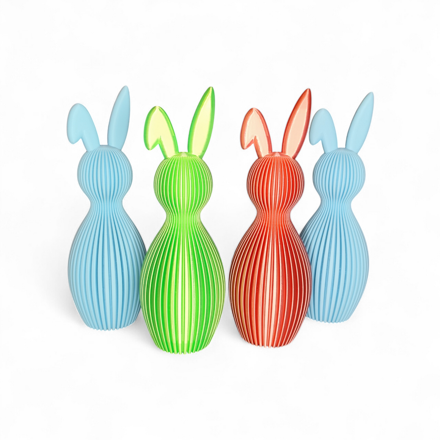 Rillen Hase 3D Druck Knickohr - Elegante Deko Wunschfarbe Ostern PLA 21cm