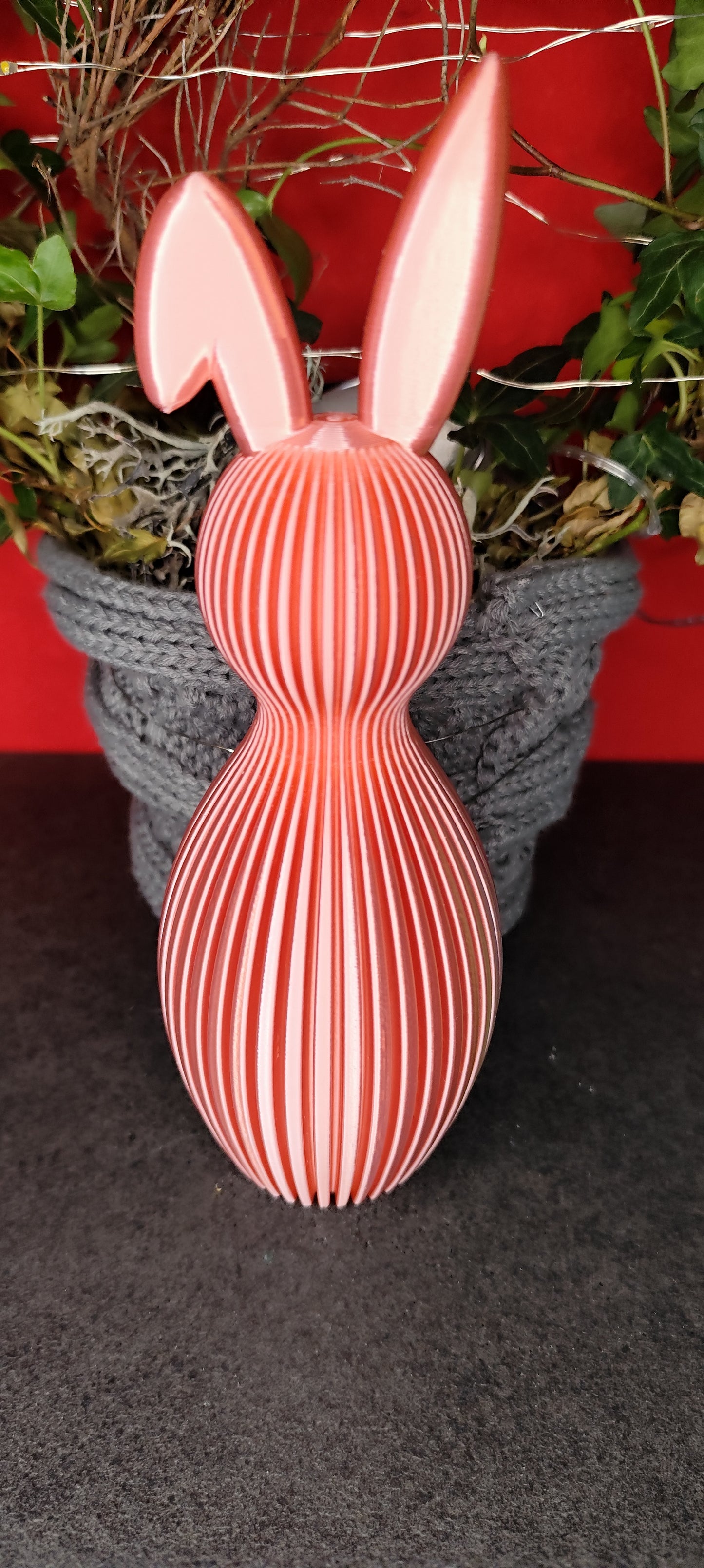 Rillen Hase 3D Druck Knickohr - Elegante Deko Wunschfarbe Ostern PLA 21cm