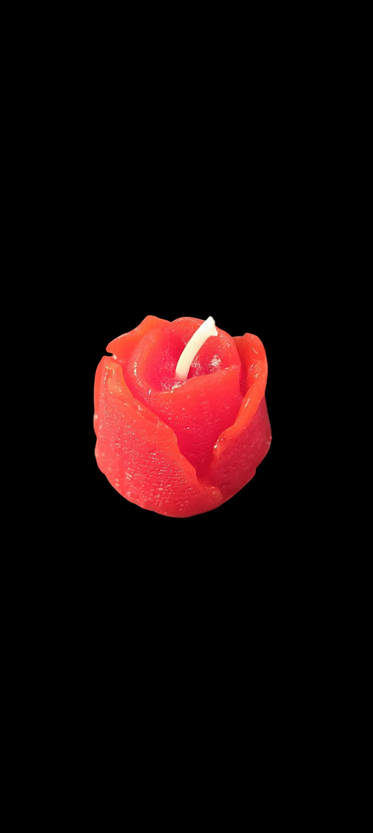Rosen Kerze – kleine Blüte in Aufgang – handgemacht aus Paraffinwachs – 3,5 × 3,5 cm