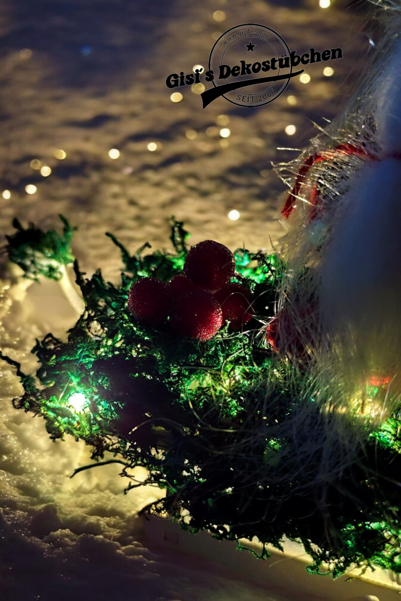 Schlitten Wichtel Advent Weihnachten Winter Holz rot Beeren