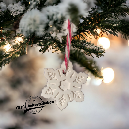 Schneeflocke, Keramik Weihnachten, Christbaumschmuck, Wohndeko