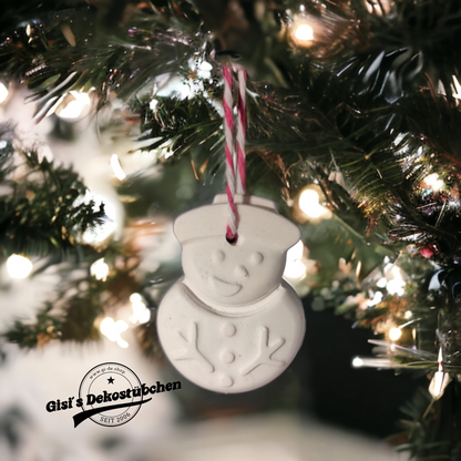 Schneemann, Keramik Weihnachten, Christbaumschmuck, Wohndeko
